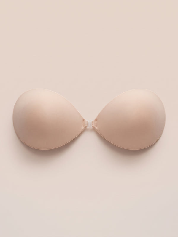 Strapless Fabric Adhesive Bra with Front Clip — Non-Stick Center