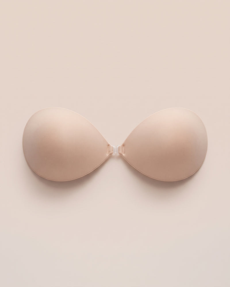 Strapless Fabric Adhesive Bra with Front Clip — Non-Stick Center