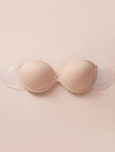 Strapless Backless Fabric Adhesive Bra with Adhesive Side Wings