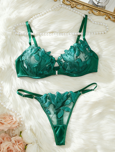 Embroidered Lace Bra & Panty Set