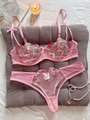Transparent Lace Bra Set
