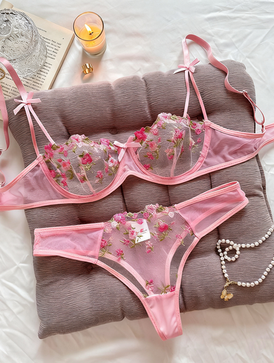 Transparent Lace Bra Set