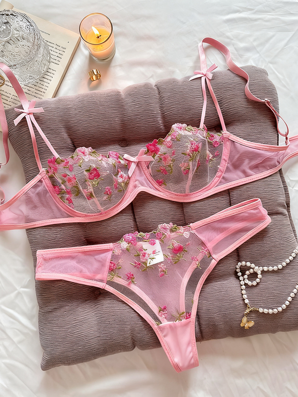 Transparent Lace Bra Set